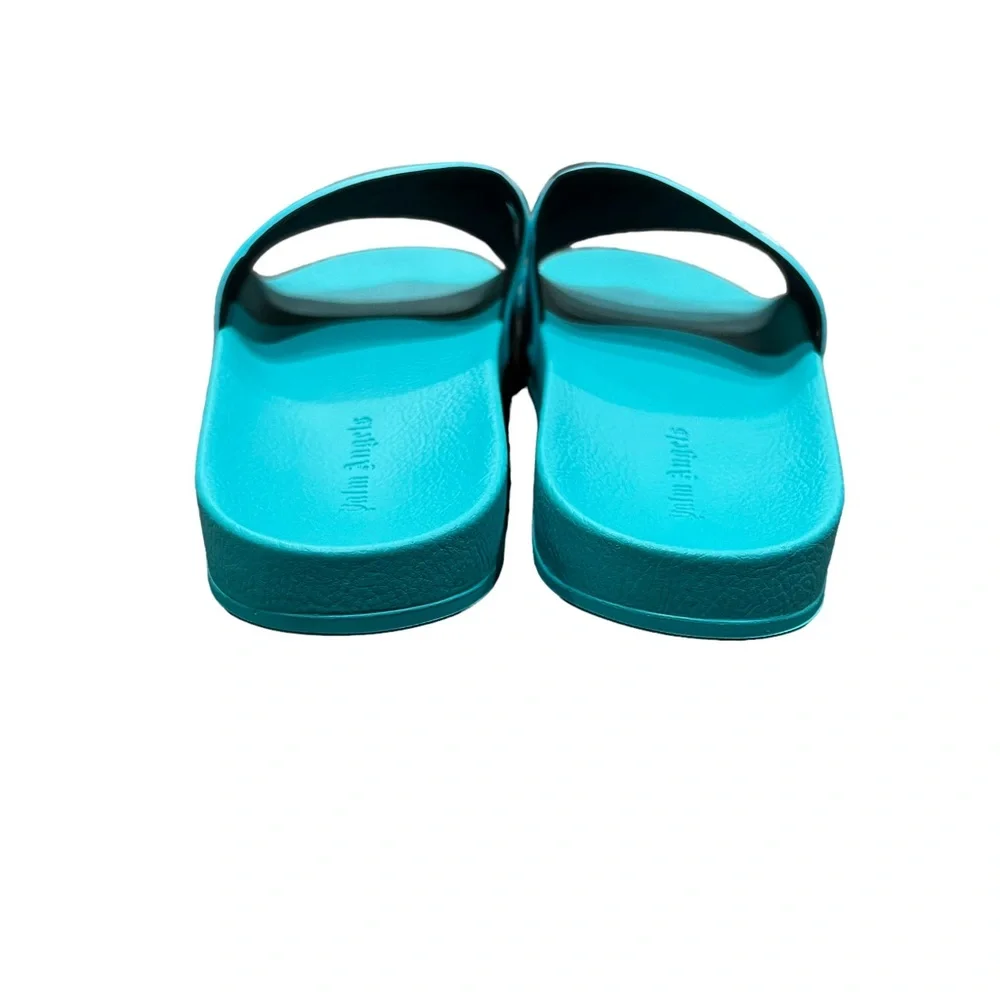 Palm Angels LIGHT BLUE POOL SLIDER LOGO Sandals Men’s Size 10